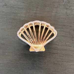 Clam Scallop White Pearl Shell & Gold Metal Mermaid 2" Lobster Claw Hair Clip
